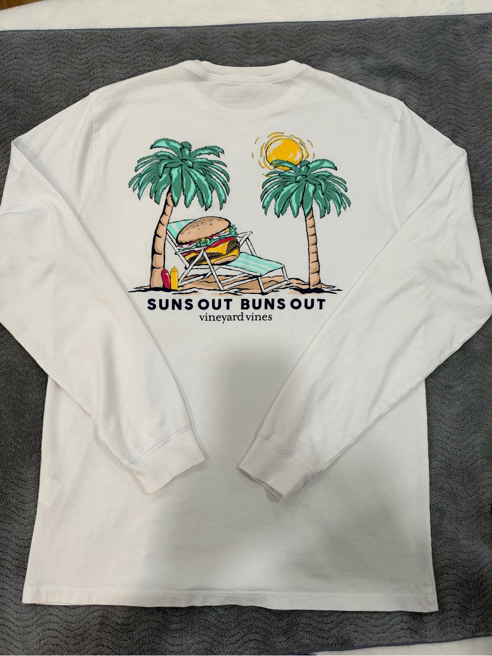 Vineyard Vines "Suns Out Buns Out" White Long-Sleeve Tee - Men’s Small